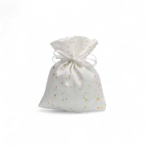 SACCHETTO 10X13CM BIANCO CON POIS